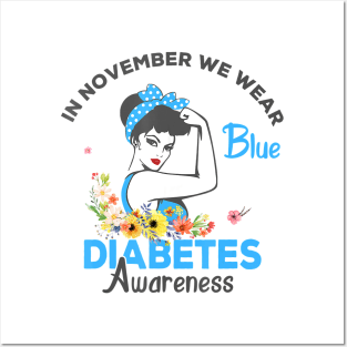 Diabetes awareness November We Wear Blue Ribbon Diabetes Gift Posters and Art